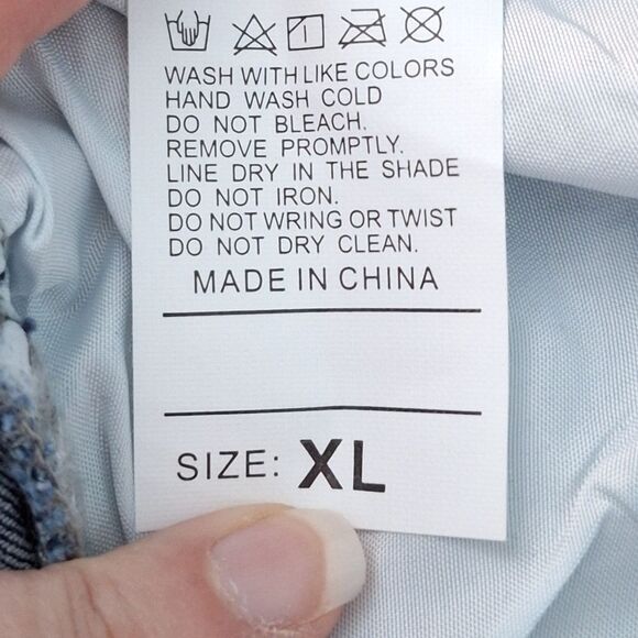 Vazoca High Rise Embroidered Floral Flare Blue Jeans Raw Hem Boho Hippie Y2K XL - Picture 7 of 9